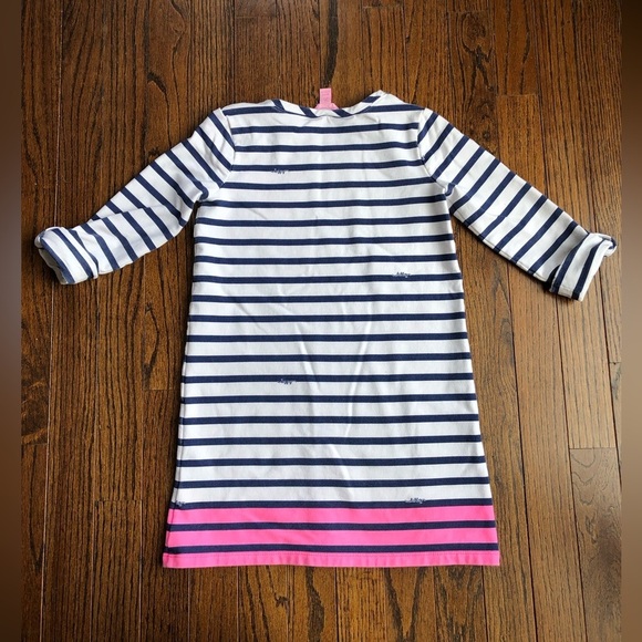 Lilly Pulitzer Girls M (6-7) Little Devon Dress Resort White Serene Stripe - Picture 11 of 13